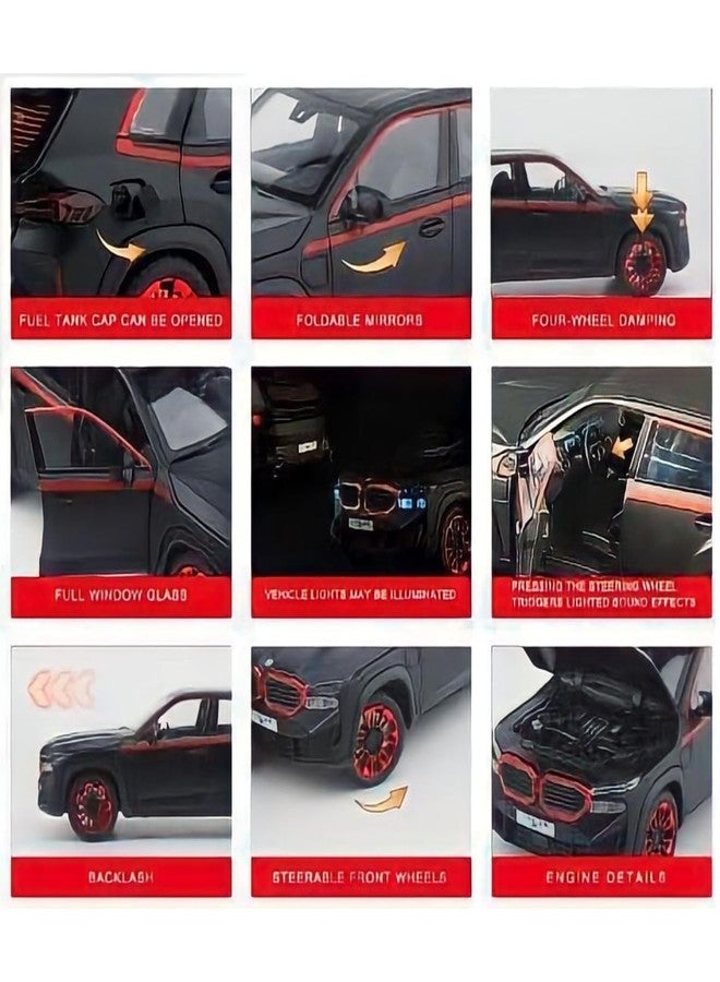 KENIRY Scale Exclusive Alloy Metal Pull Back Die-cast Car Model with Sound Light Mini Auto Toy for Kids Metal Model Toy Car with Sound and Light (1.24 Scale -B-M-W- XM -Black) - Image 2